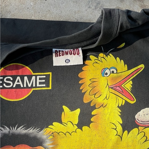 Vintage 1998 sesame Street redwood tag xl big bird & Ernie blk tshirt faded - Picture 3 of 4